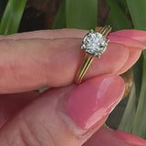 Art Deco 14K Gold Jabel Old European Cut Engagement Ring