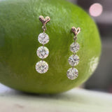 14K Gold Floating Diamond Dangle Earrings