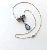 Vintage 14K Gold Diamond & Opal Necklace
