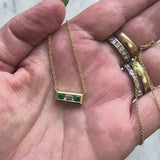 Signature 18K Gold Emerald and Diamond Bar Pendant Necklace