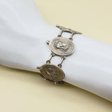 Victorian Sterling Silver Homeric Medallion Link Bracelet
