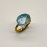 22K Gold Marie-Hélène de Taillac Milky Aquamarine Cabochon Ring