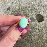 24K Gold Handmade Robin’s Egg Blue Persian Turquoise Cabochon Ring