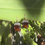 Vintage 18K Gold and Silver Collet Set Mandarin Garnet Earrings
