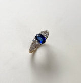 Edwardian 18K Gold and Platinum Sapphire and Diamond Ring