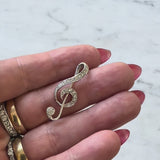 Vintage 18K White Gold Treble Clef Diamond Encrusted Pendant