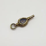 Early Victorian 12K Gold Rock Crystal and Bloodstone Tear Drop Fob
