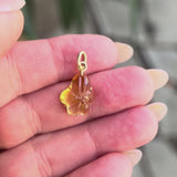 14K Gold Signature Hand-Carved Citrine Flower Charm