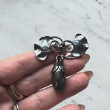 Sterling Silver Georg Jenson USA Gingko Leaf and Seedpod Brooch