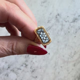 Victorian 14K Gold Carved Floral Banded Agate Ring