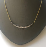 Victorian Silver Front and 14K Gold Diamond Crescent Moon Necklace