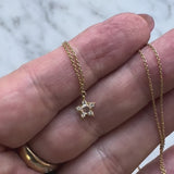 Contemporary 18K Gold Rose Cut Diamond Star Pendant Necklace