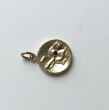 14K Gold & Ruby Victorian Inspired Signature Rabbit Pendant-Charm