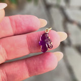 14K Gold Signature Hand-Carved Amethyst Flower Charm