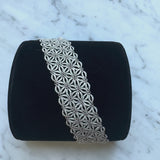 Vintage Italian Micro Diamond Pave Bracelet Woven with Repeating Star Pattern
