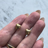 Vintage 14K Gold Puffy Heart Florentine Finish Stud Earrings