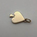 18K Gold Vintage Playing Card Spade Suit Pendant Charm