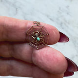 9K Gold Victorian Spider Pendant with Turquoise and Pearl