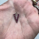 Retro Platinum World War II V for Victory Ruby Pendant Charm