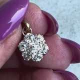 Victorian 14K Gold and Old Mine Cut Diamond Flower Pendant