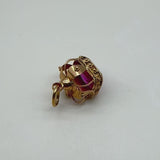 Vintage 18K Gold and Pink Sapphire Crown Pendant