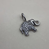 14K White Gold Elephant Charm with Pave Diamonds