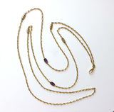 10K Gold Long Chain with Oblong and Purple Paste Stations