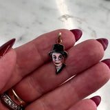 Retro 14K Gold Enamel Charlie McCarthy Puppet Charm