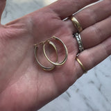Vintage 14K Gold Two-Toned Gold Oval Hoop Earrings