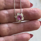 Vintage Platinum Pink Sapphire and Diamond Necklace