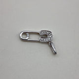 14K White Gold Diaper Pin Charm with Diamonds