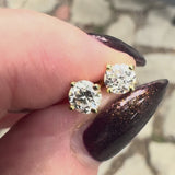 18k Gold 0.90 Carat Old European Cut Diamond Stud Earrings