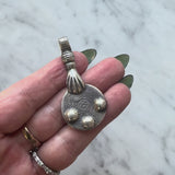 Sterling Silver Vintage Berber Coin Pendant with Hand from Morocco