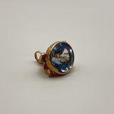 Vintage 14K Gold Italian Fob with Blue Paste Stone