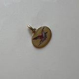 Art Deco 18K Gold and Enamel Sandpiper Bird Charm