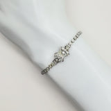 Art Deco Platinum Diamond Flower Line Bracelet