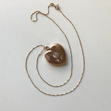 Victorian Heart Locket in 14K Rose Gold with Diamonds