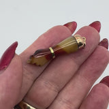 Reddish Brown Celluloid Figa with 9K Gold Cap and 14K Gold Bail
