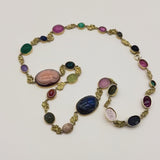 Vintage 18K Gołd French Egyptian Revival Scarab Multi Stone Necklace