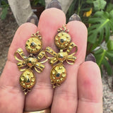 Georgian Iberian 21K Gold Pendeloque Diamond Earrings