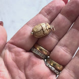Egyptian Revival Tan Stone Scarab Pendant with 14K Gold Mount