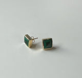 14K Gold Signature Malachite Pyramid Studs