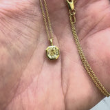 18K Gold Octagonal Yellow Diamond Pendant on a 14K Gold Chain