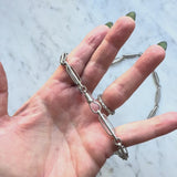 Brushed Sterling Silver Trombone Link Variation Chain with Dog Clip