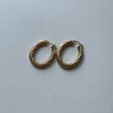 Vintage 14K Gold Twisted Oval Italian Hoops