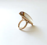 Victorian Knife Edge Banded Agate 10K Gold Ring