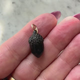 Acorn Pendant Carved of Jet with 14K Gold Bail