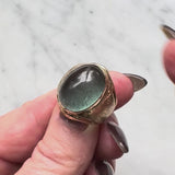 14K Gold Vintage Prehnite Cabochon Ring