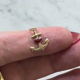 14K Gold Anchor and Enameled Red Heart Pendant Charm