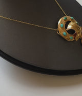 Victorian Etruscan Revival 14K Gold and Turquoise Cabochon Necklace